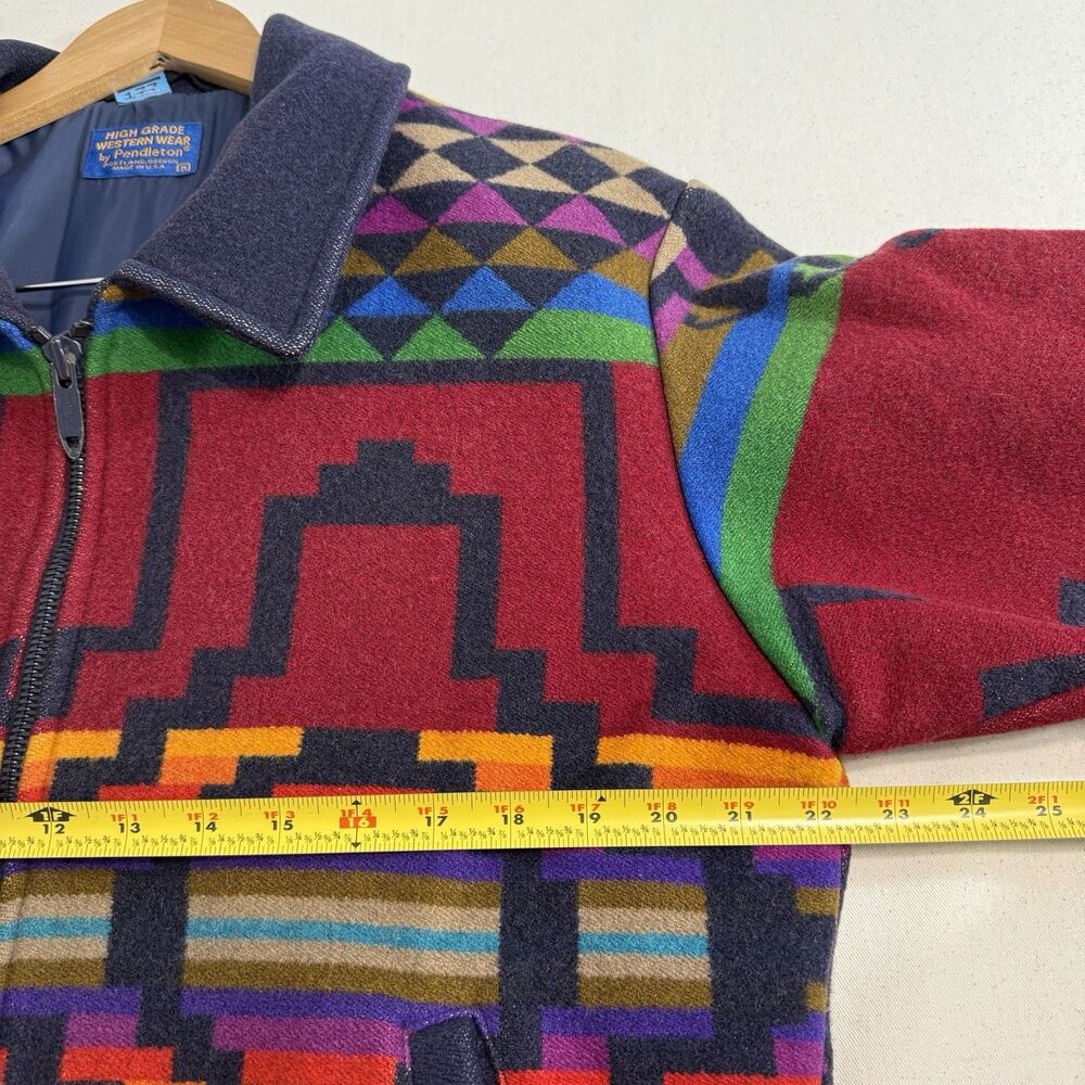 Vtg PENDLETON High Grade Western Southwestern Indian Blanket Coat Aztec Jacket M - Picture 8 of 13